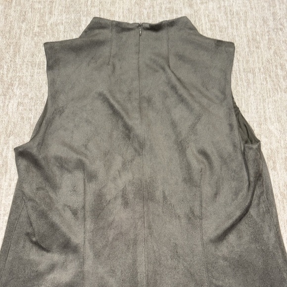 Large J.McLaughlin sheath Delmar faux suede fitted dress olive green women's - Picture 4 of 6